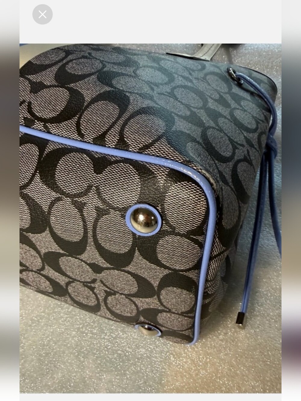 Authentic Coach Signature Canvas Tote with Blue & Cream Stripe.Smoke Free Home - Picture 10 of 16